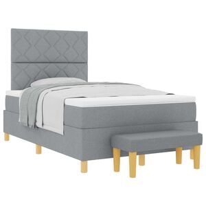 vidaXL Cama tipo Box Spring con colch&oacute;n Gris claro 120 x 190 cm tela