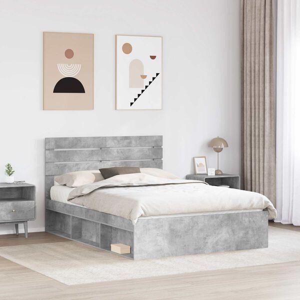 vidaXL Estructura de cama Concreto 140 x 190 cm Madera de pino macizo