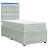 vidaXL Cama de muelles con LED y colch&oacute;n Gris Claro 90 x 190 cm