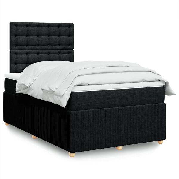 vidaXL Cama box spring con colch&oacute;n tela negro 120x200 cm
