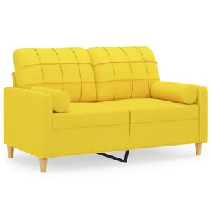 vidaXL Sof&aacute; de 2 plazas con cojines tela amarillo claro 120 cm