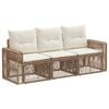 vidaXL Conjunto de sof&aacute;s de jard&iacute;n 3 pcs Beige y blanco crema