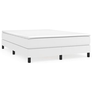 vidaXL Estructura de cama con somier cuero sint&eacute;tico blanco 140x190cm