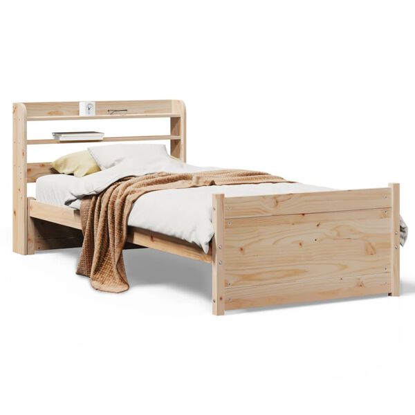 vidaXL Estructura de cama con cabecero madera maciza de pino 90x200 cm