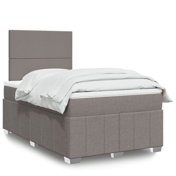 vidaXL Cama box spring con colch&oacute;n tela gris taupe 120x190 cm