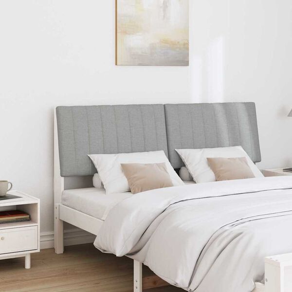 vidaXL Cabecero tapizado Gris Claro 150 cm Madera de pino macizo