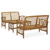 vidaXL Juego de muebles de jard&iacute;n 3 piezas madera maciza de acacia