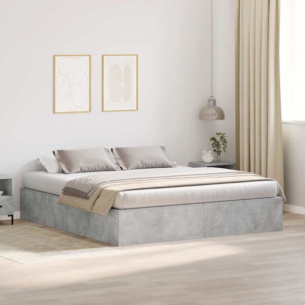 vidaXL Cama con almacenamiento Gris Concreto 200 x 200 cm