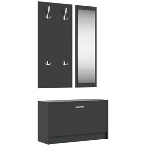 vidaXL Conjunto de zapatero 3 en 1 madera contrachapada negro