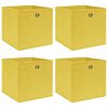 vidaXL Cajas de almacenaje 4 uds tela amarillo 32x32x32 cm