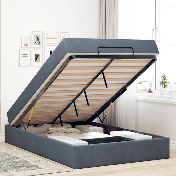 vidaXL Estructura de cama con colch&oacute;n 2 pcs Gris Tenue Terciopelo