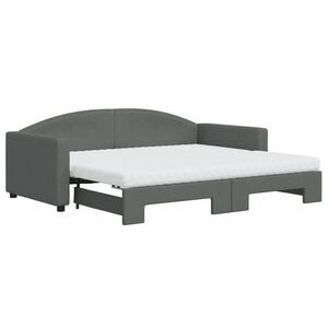 vidaXL Sof&aacute; cama nido con colch&oacute;n tela gris oscuro 90x190 cm
