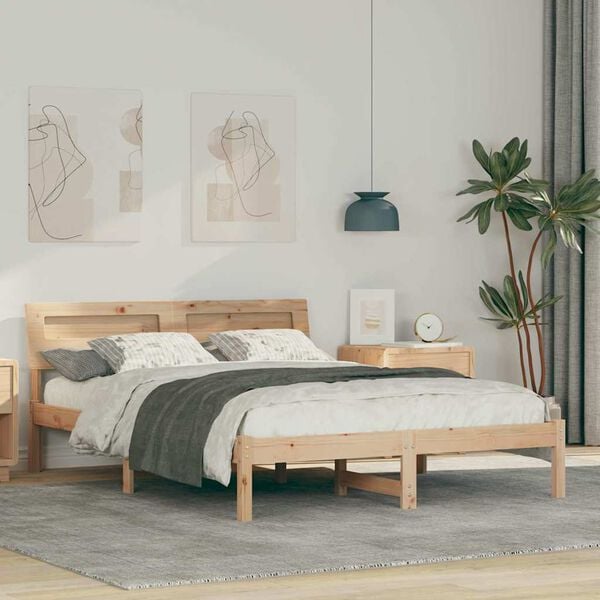 vidaXL Estructura de cama Marr&oacute;n 140 x 190 cm Madera de pino macizo