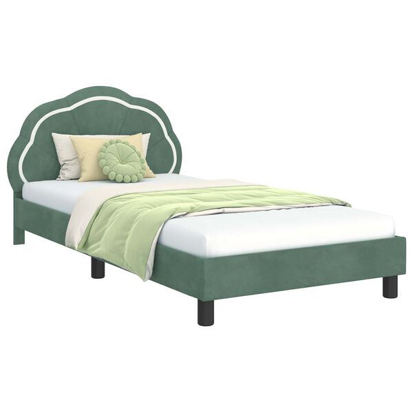 vidaXL Cama para ni&ntilde;os con cabecero Verde Mar 80 x 200 cm Terciopelo
