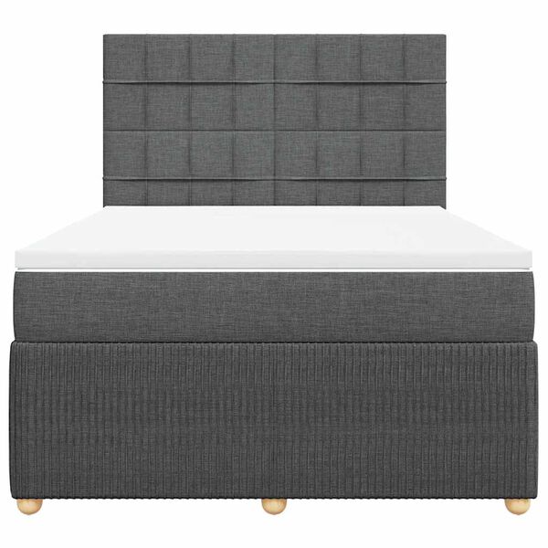 vidaXL Cama box spring con colch&oacute;n tela gris oscuro 140x200 cm