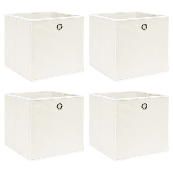 vidaXL Cajas de almacenaje 4 uds tela blanco 32x32x32 cm