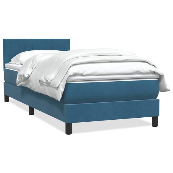 vidaXL Cama box spring con colch&oacute;n terciopelo azul oscuro 90x210 cm