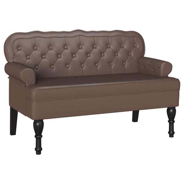 vidaXL Banco Chesterfield Marrón 119.5 x 64.5 x 75 cm Cuero sintético