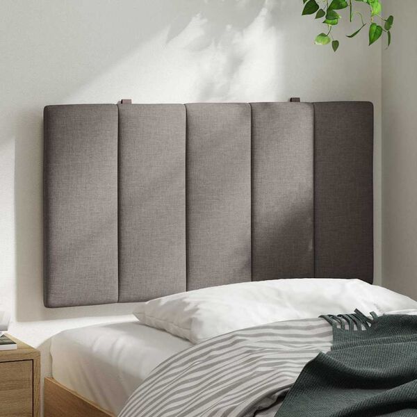 vidaXL Cabecero de cama acolchado Hanko tela gris taup&eacute; 90 cm
