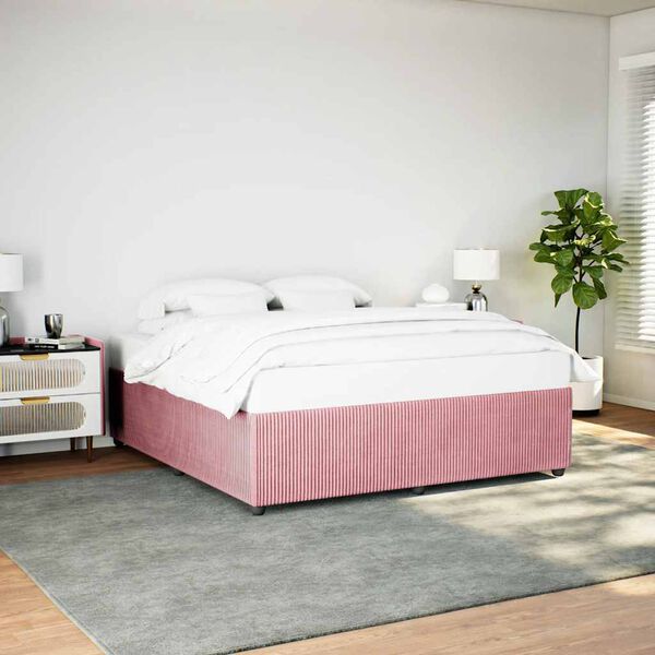 vidaXL Estructura de cama sin colch&oacute;n terciopelo rosa 180x200 cm