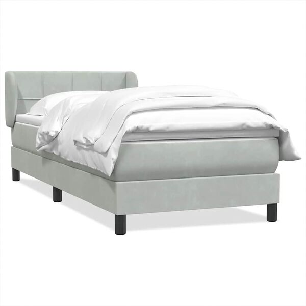 vidaXL Cama box spring con colch&oacute;n terciopelo gris claro 90x220 cm