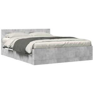 vidaXL Cama con cabecero madera de ingenier&iacute;a gris hormig&oacute;n 150x200 cm