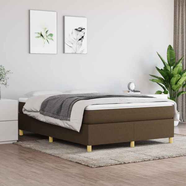 vidaXL Estructura de cama con somier tela marr&oacute;n oscuro 140x190 cm