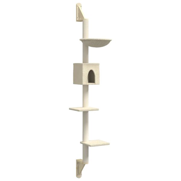 vidaXL &Aacute;rbol rascador para gatos de pared crema 187 cm