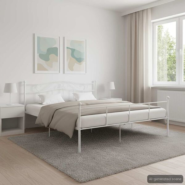 vidaXL Estructura de cama sin colchón metal blanco 180x200 cm