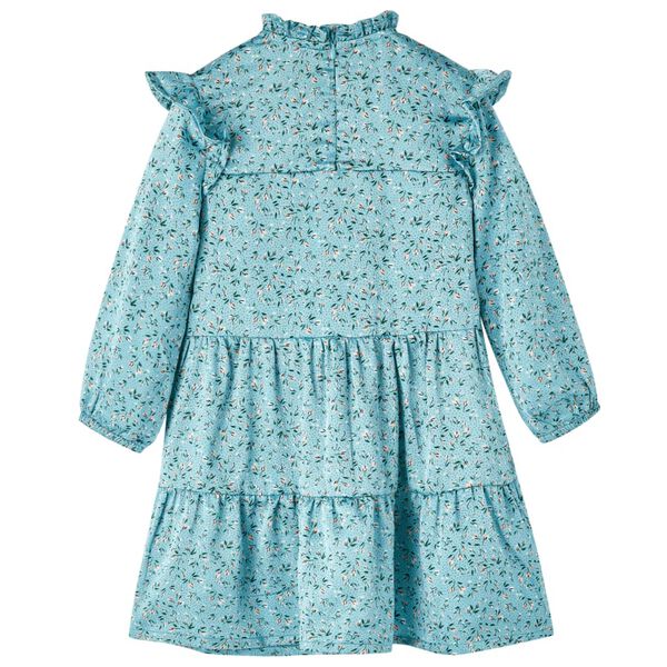Vestido infantil de manga larga azul 128