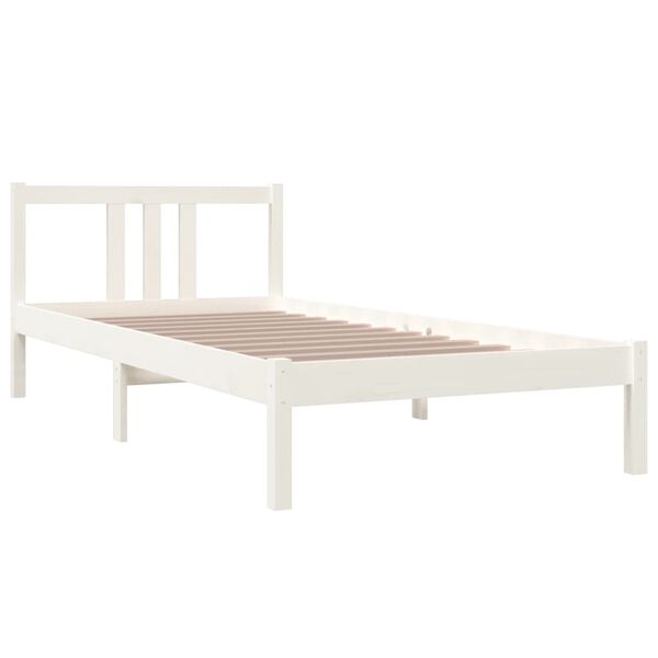 vidaXL Estructura de cama sin colch&oacute;n madera maciza blanco 90x200 cm