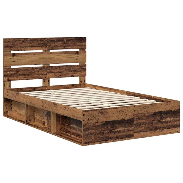 vidaXL Estructura de cama con cabecera Madera vieja 120 x 200 cm