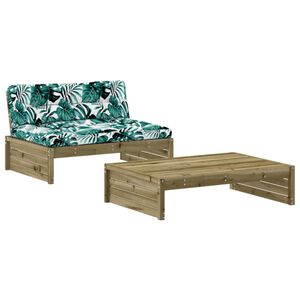 vidaXL Juego de muebles jard&iacute;n 2 pzas y cojines madera pino impregnada