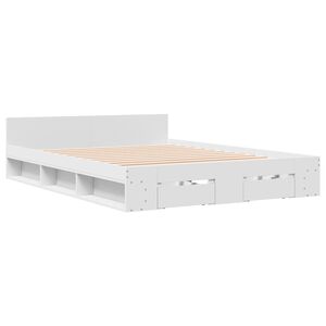 vidaXL Estructura cama con cajones madera ingenier&iacute;a blanca 150x200 cm