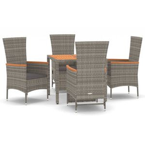 vidaXL Set comedor de jardín 5 piezas con cojines ratán sintético gris