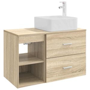 vidaXL Juego de muebles de ba&ntilde;o 2 pcs Roble Sonoma