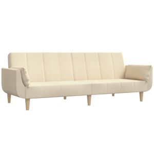 vidaXL Sof&aacute; cama de 2 plazas con dos almohadas tela color crema
