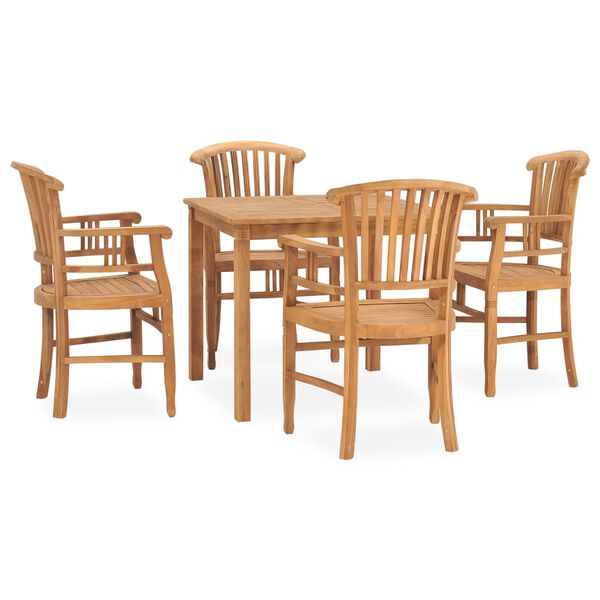 vidaXL Juego de comedor de jard&iacute;n 5 piezas madera maciza de teca