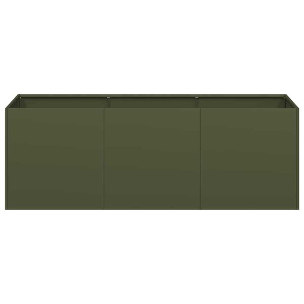 vidaXL Jardinera de acero laminado en fr&iacute;o verde oliva 120x40x40 cm