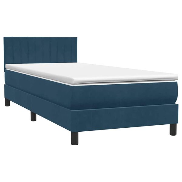 vidaXL Cama box spring con colch&oacute;n terciopelo azul oscuro 90x210 cm