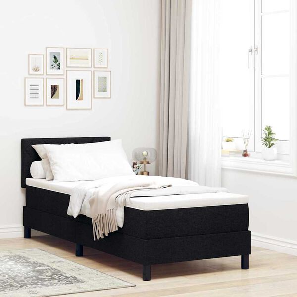 vidaXL Cama tipo Box Spring con colch&oacute;n Negro 80 x 200 cm tela