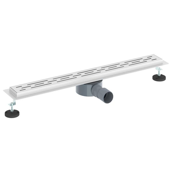 vidaXL Desag&uuml;e de ducha con tapa de vidrio y sif&oacute;n 360&deg; Plateado 70 cm