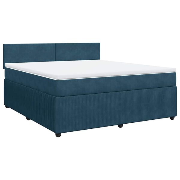 vidaXL Cama box spring con colch&oacute;n terciopelo azul 180x200 cm