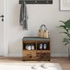 vidaXL Banco de entrada con coj&iacute;n Madera vieja 60 x 38 x 46 cm