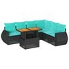 vidaXL Set de sof&aacute;s de jard&iacute;n 7 pzas con cojines rat&aacute;n sint&eacute;tico negro