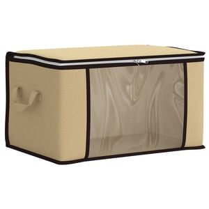 vidaXL Caja de almacenamiento con ventana lateral transparente Crema