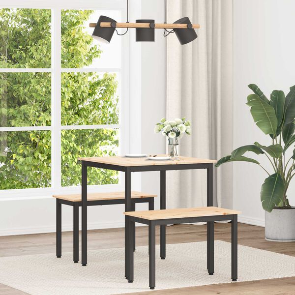 vidaXL Mesa de Comedor Natural 70 x 70 x 75 cm Madera de pino macizo