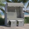 vidaXL Silla playa Strandkorb con dosel rat&aacute;n sint&eacute;tico madera gris