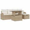 vidaXL Conjunto de sof&aacute; de jard&iacute;n 6 uds. Beige rat&aacute;n sint&eacute;tico