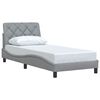vidaXL Estructura de cama sin colch&oacute;n tela gris claro 90x190 cm